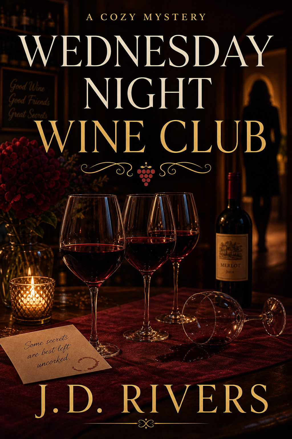 Wednesday Night Wine Club by J.D. Rivers Cozy Mystery book cover